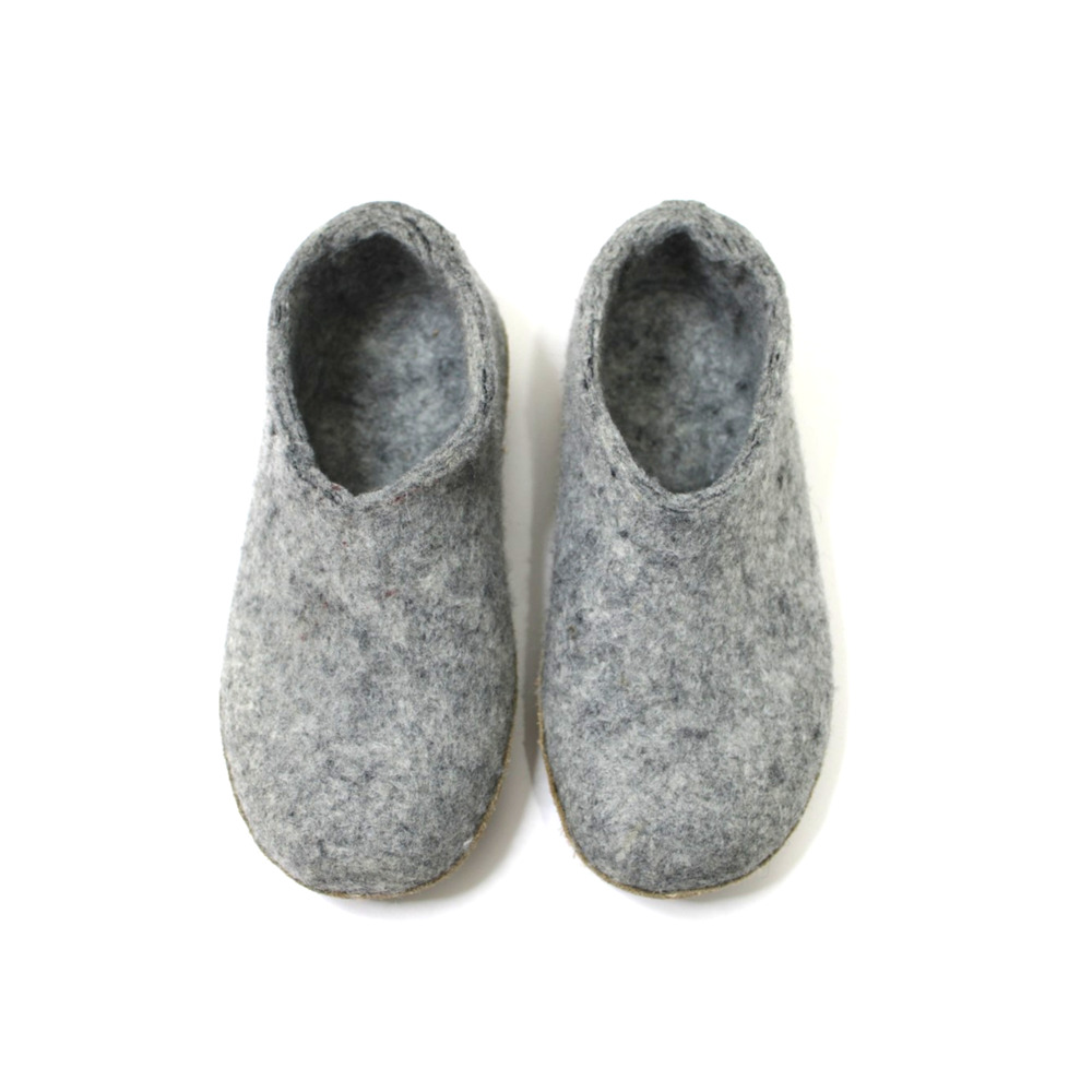 Glerups Shoe Gray Slippers Leather Bottom EU Size 37 6/6.5